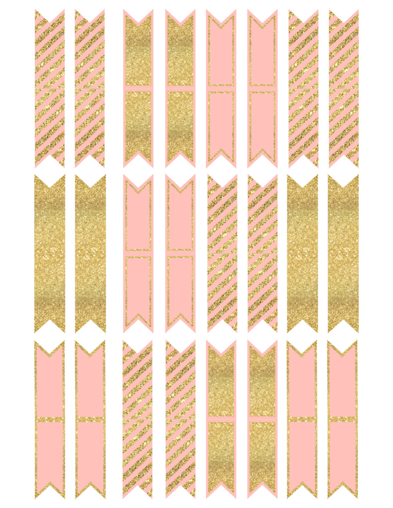 Pink and Gold Cupcake Topper Flags or Bunting - Paper Trail Design