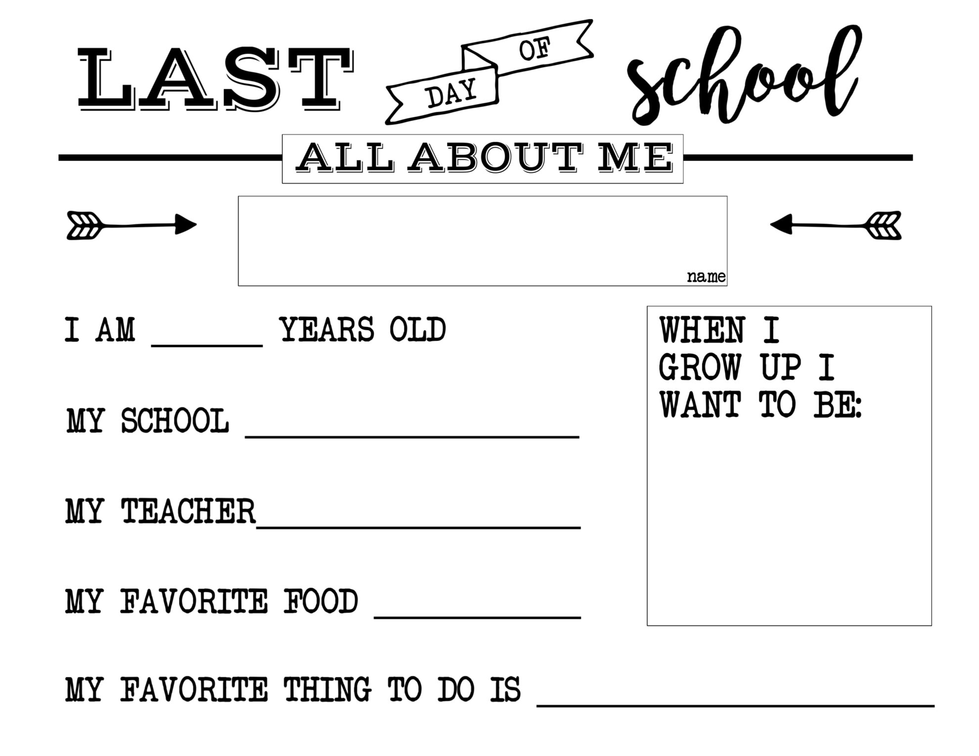 All About Me Fill In The Blank Worksheet Printable Sheet Education