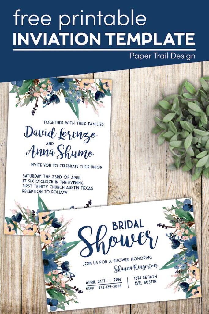 Blue Free Printable Invitation Templates - Paper Trail Design