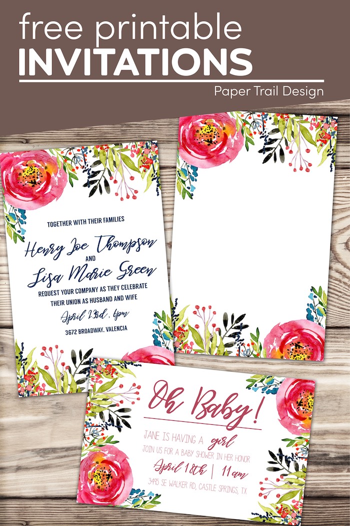 Floral Invitation Template {free printable} - Paper Trail Design