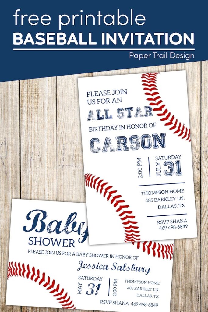 Baseball Party Invitations Free Printable - Paper Trail Design