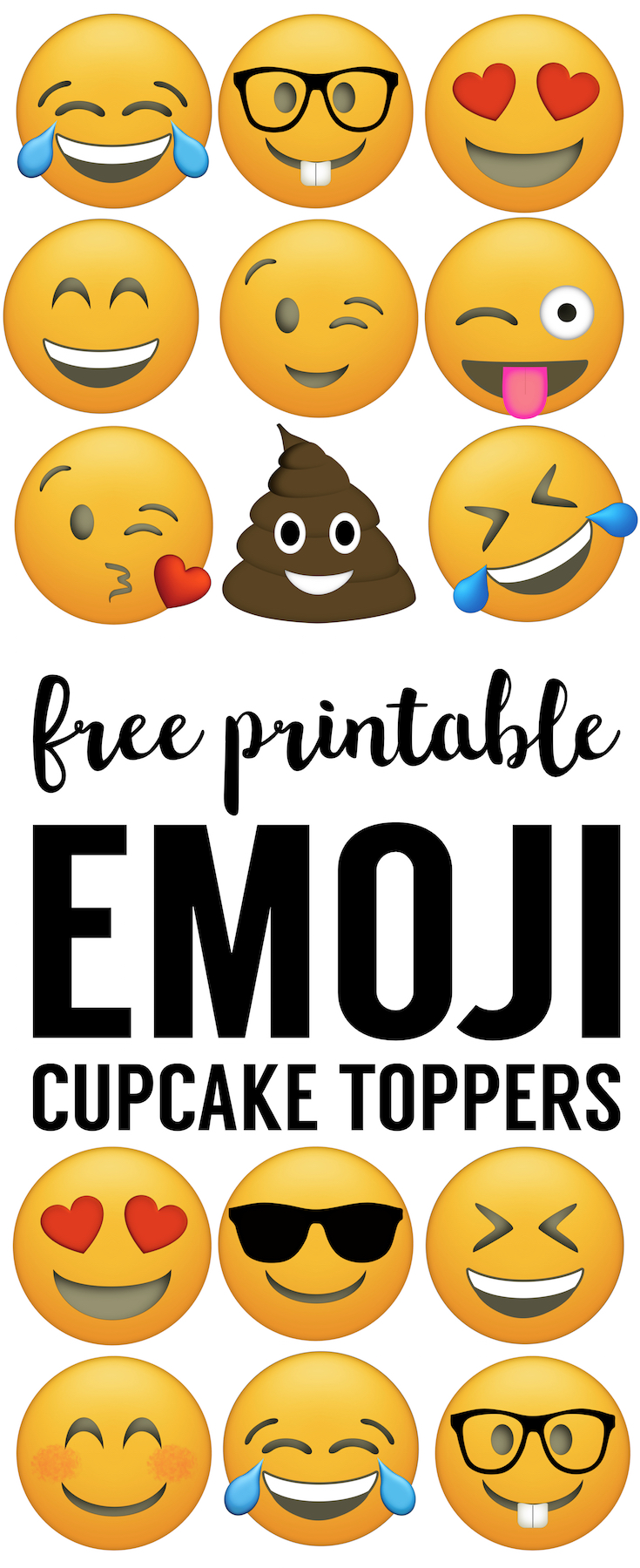 Emoji Cupcake Toppers Free Printable - Paper Trail Design