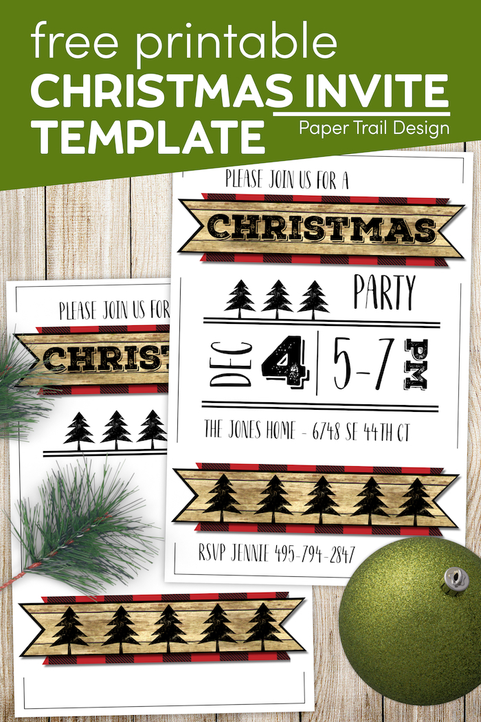 Christmas Party Invitation Templates Free Printable - Paper Trail Design