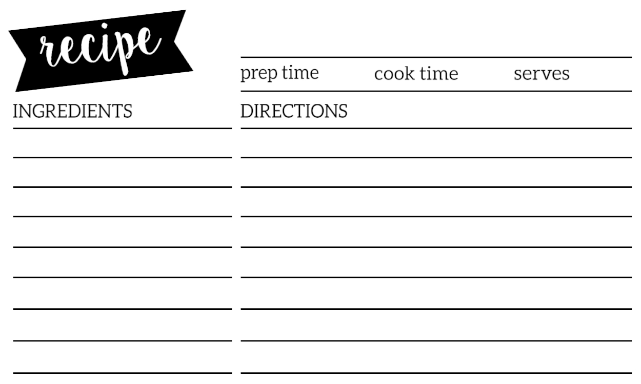 downloadable free recipe card templates