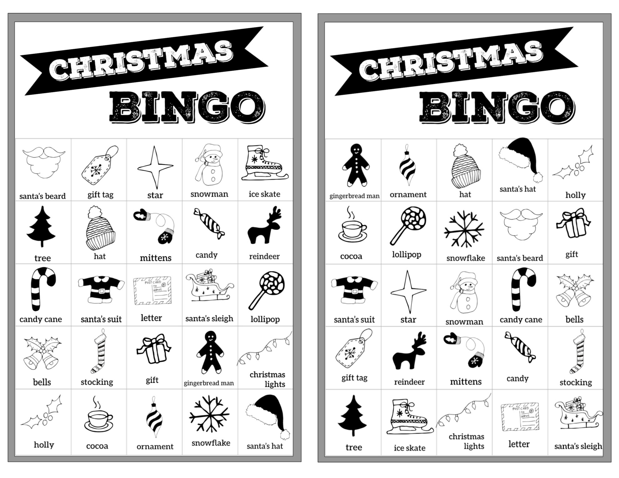 Free Printable Christmas Bingo Cards For Large Groups