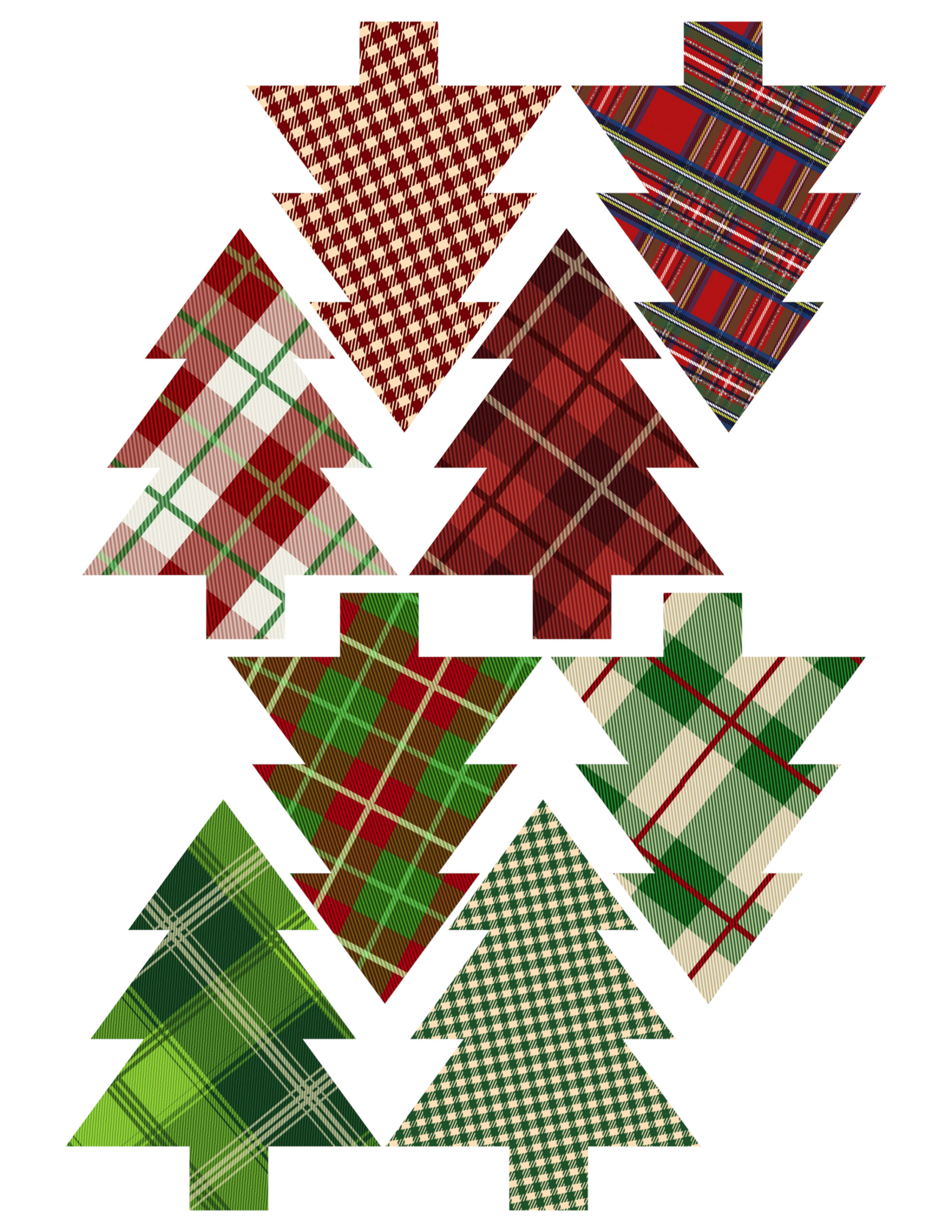 Plaid Christmas Tree Ornaments Printable - Paper Trail Design