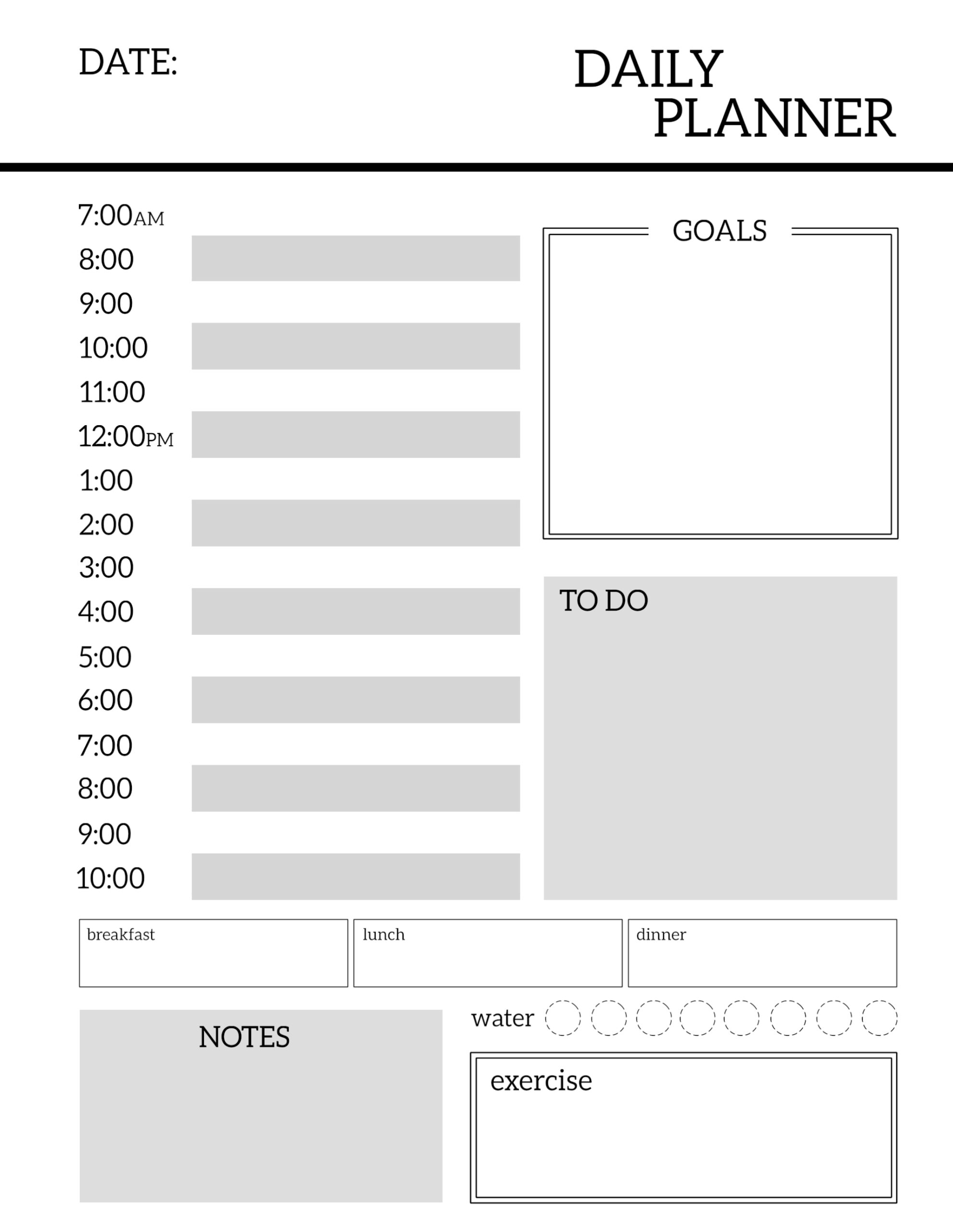 Daily Planner Printable Template Sheets - Paper Trail Design