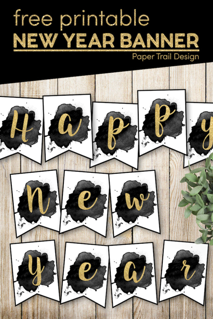 Free Printable Happy New Year Banner - Paper Trail Design