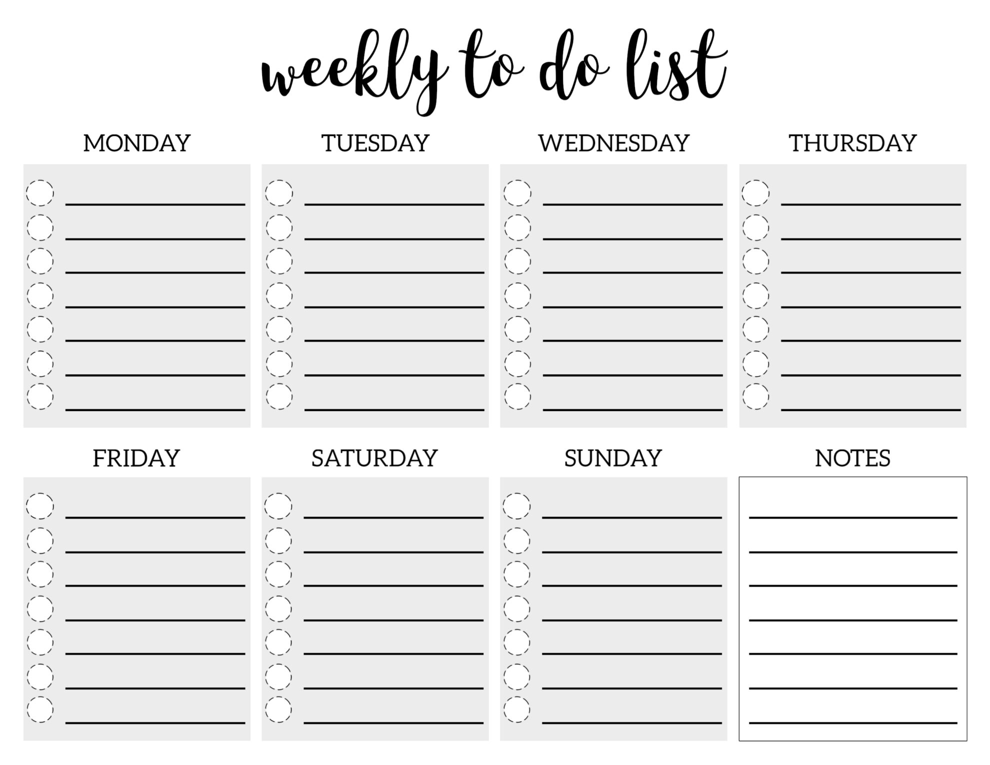 daily schedule checklist template printable free