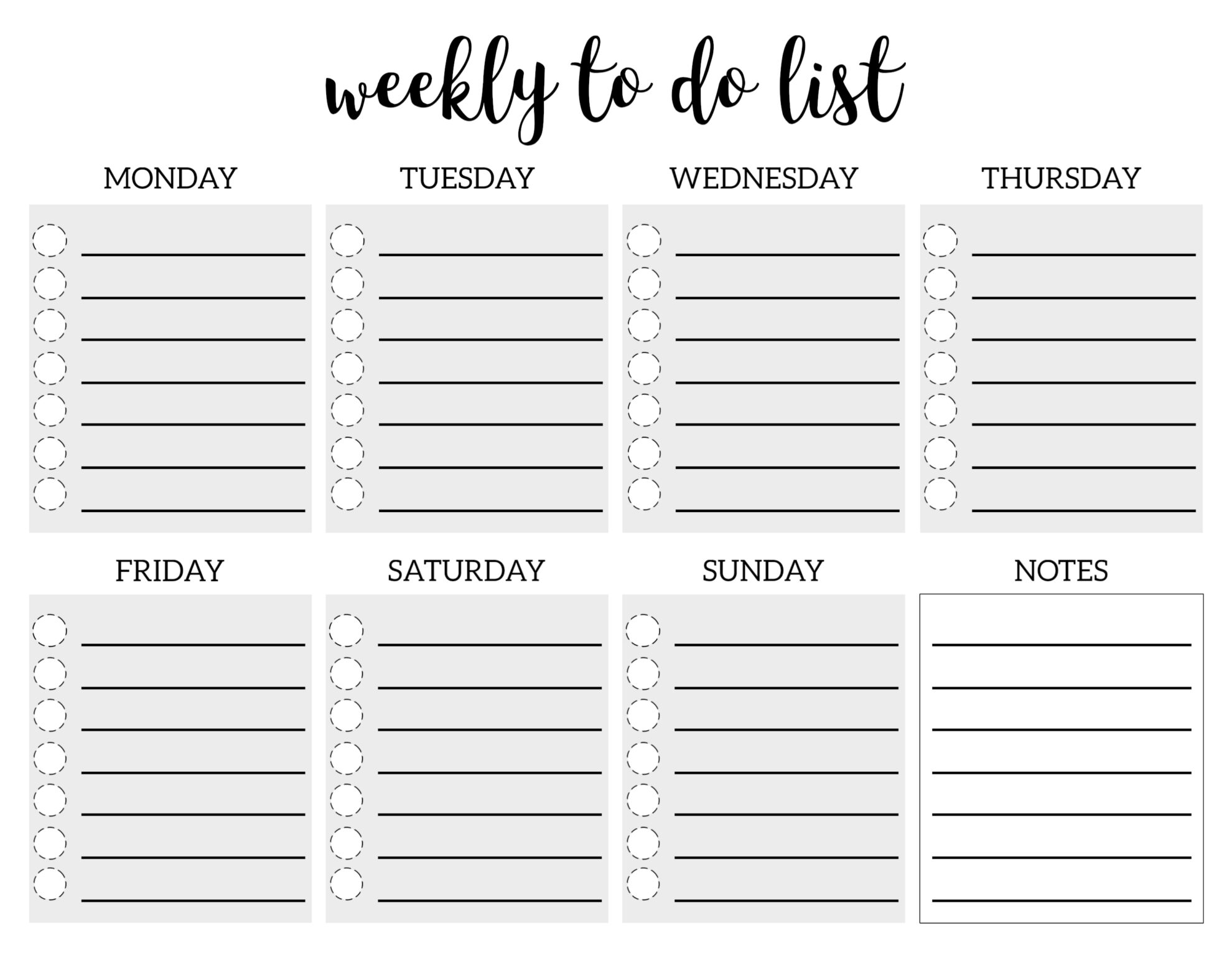 Blank To Do List Template