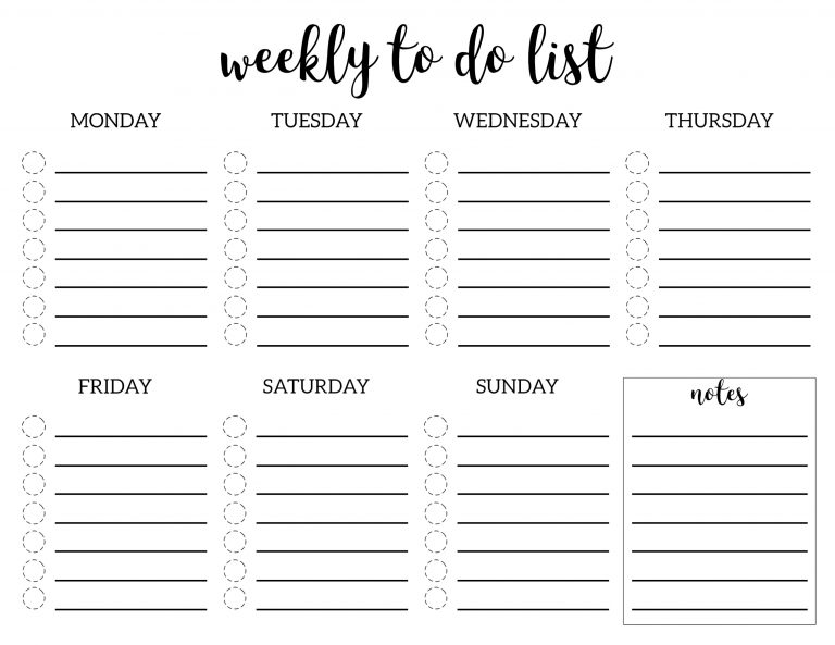 Weekly To Do List Printable Checklist Template - Paper Trail Design