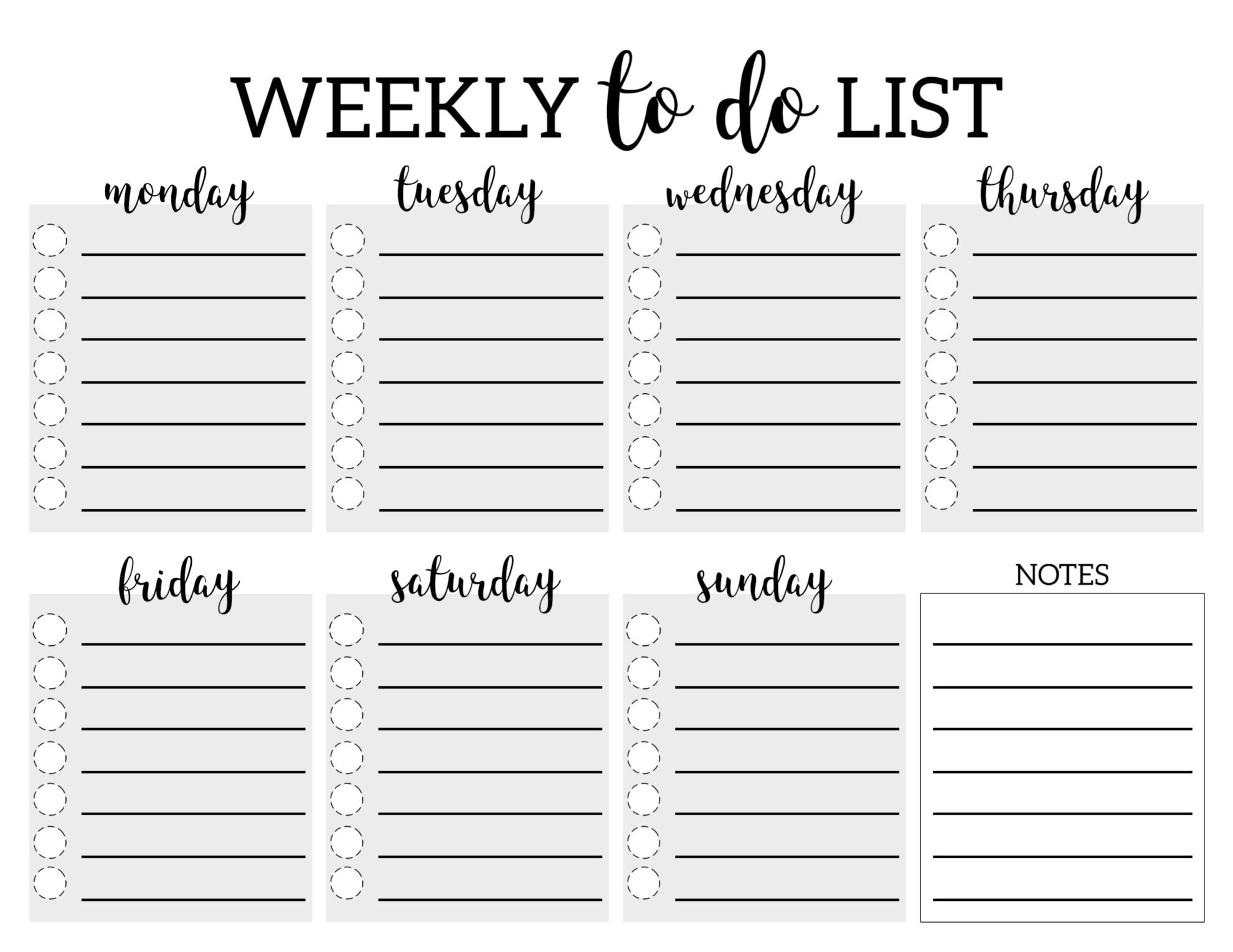 Things To Do List Free Printable