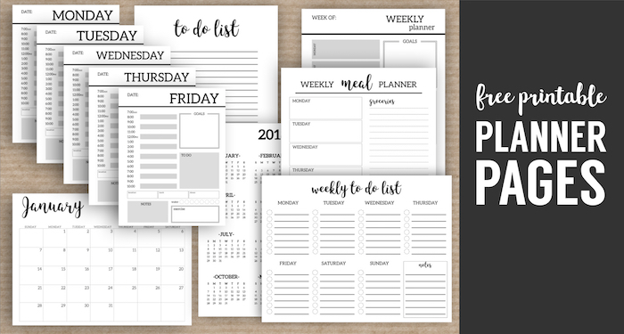 Monthly Planner Template {Printable Planner Pages}. Free printable day planner pages DIY. To do, weekly meal plan, calendar to get organized #papertraildesign #DIYplanner #plannerprintables #organizationideas