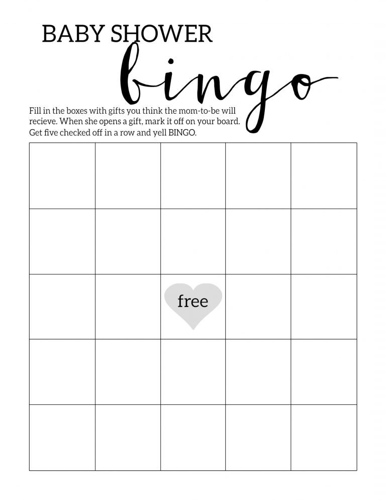 blank baby shower bingo printable