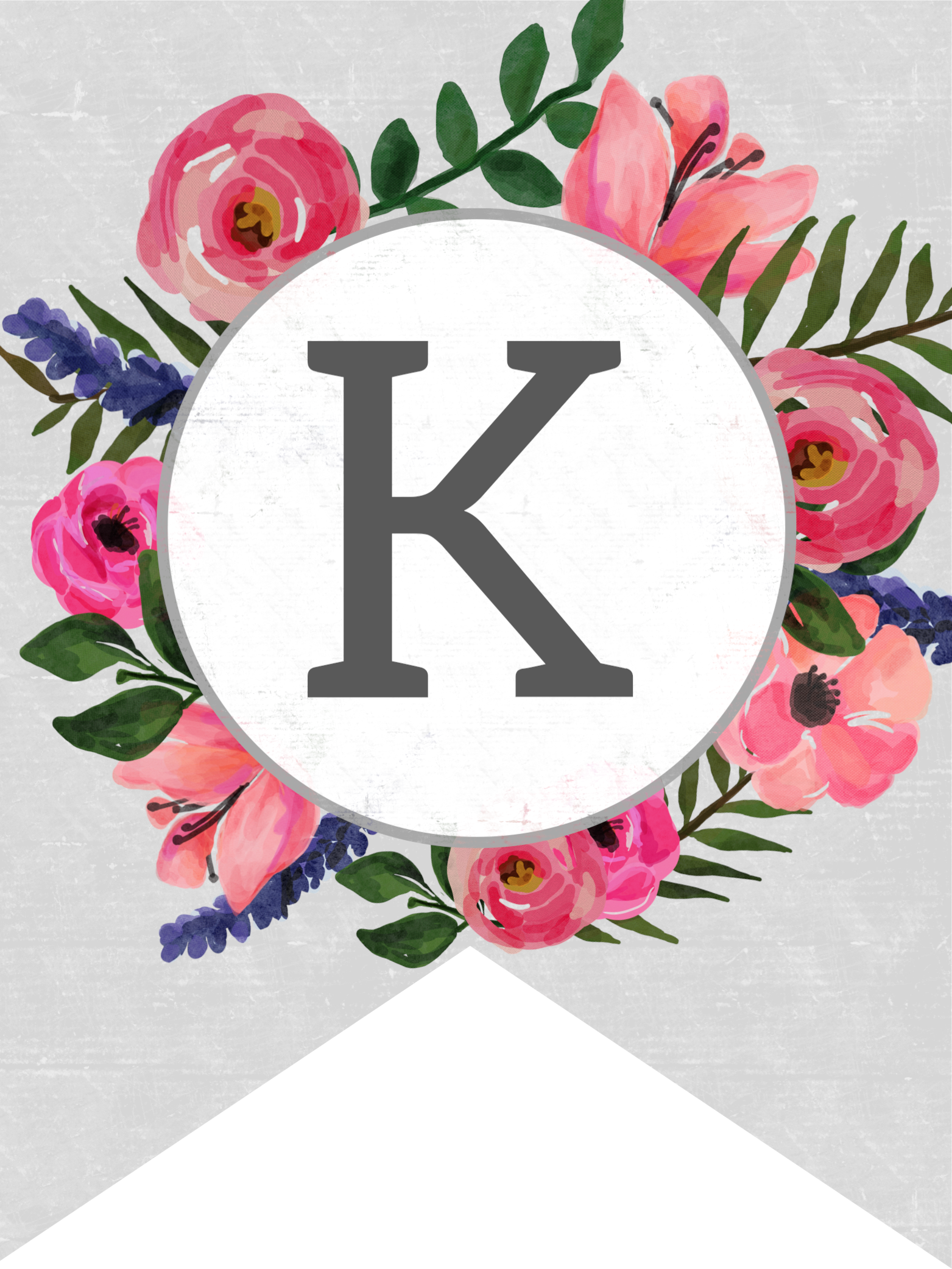 Floral Banner alphabet K Huruf