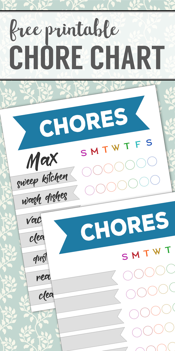 Free Printable Weekly Chore Charts - Paper Trail Design