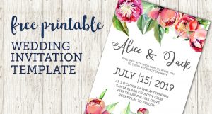 Free Wedding Invitation Template Floral Peonies Paper Trail Design