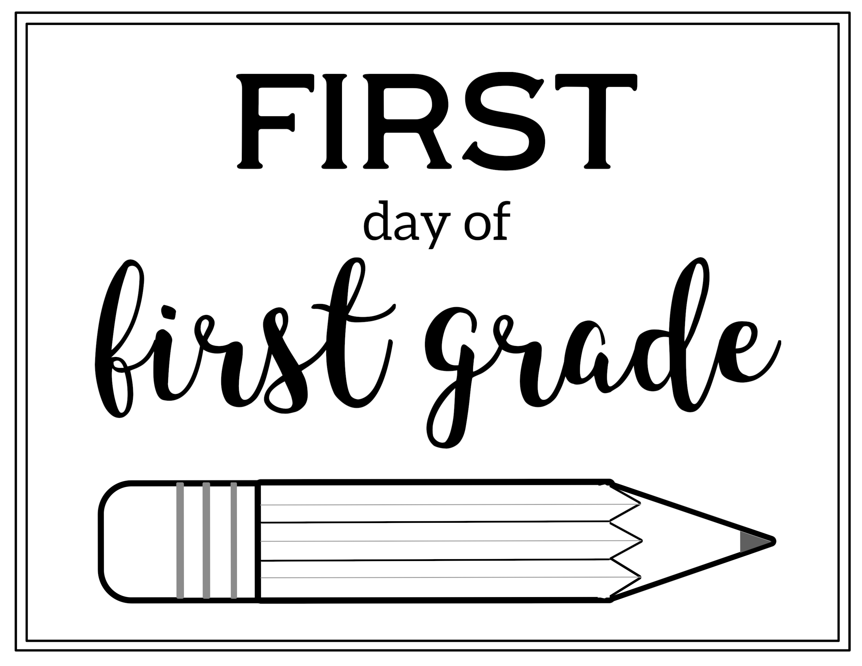 Free Printable First Day Of School Sign Pencil Paper Trail Design