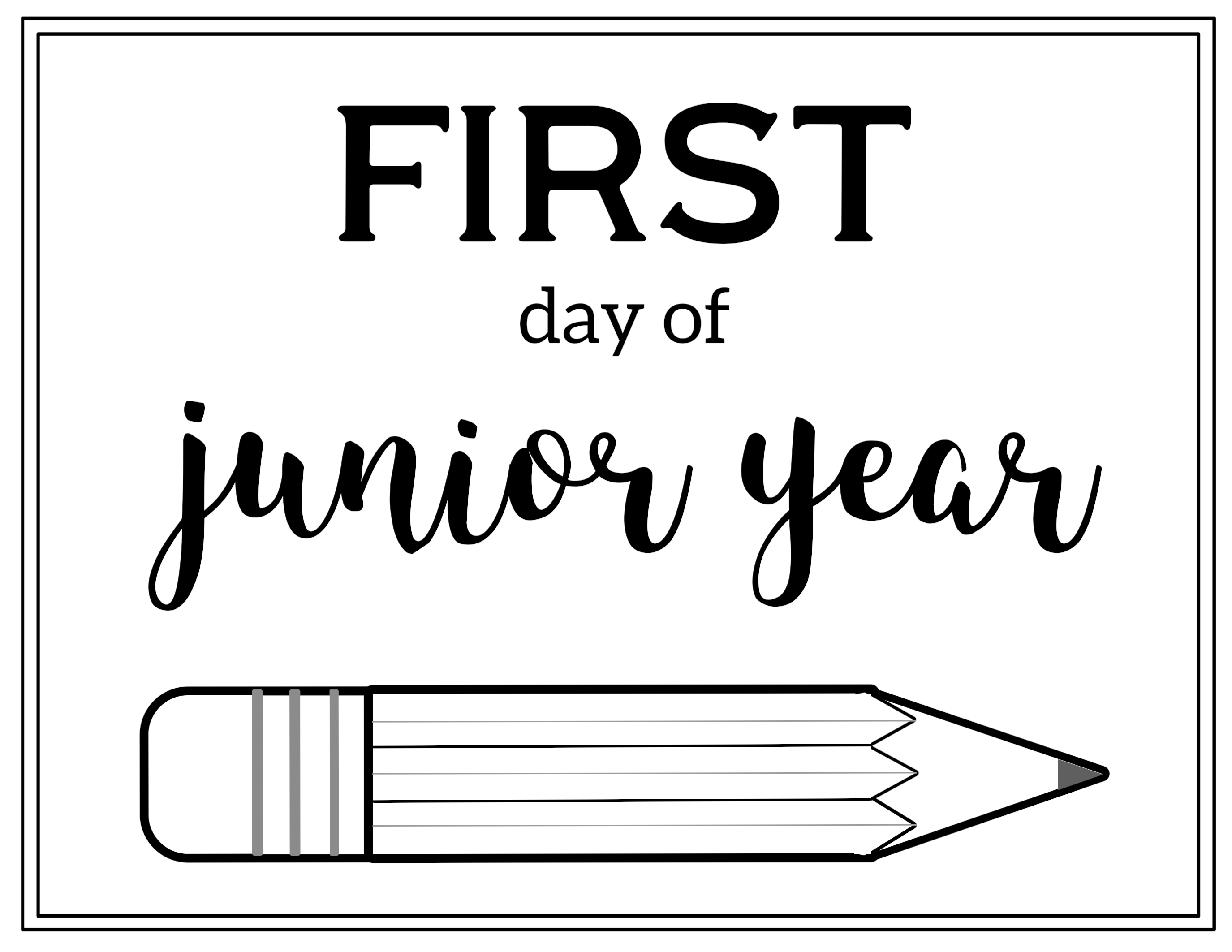 Free Printable First Day Of School Sign Pencil Paper Trail Design