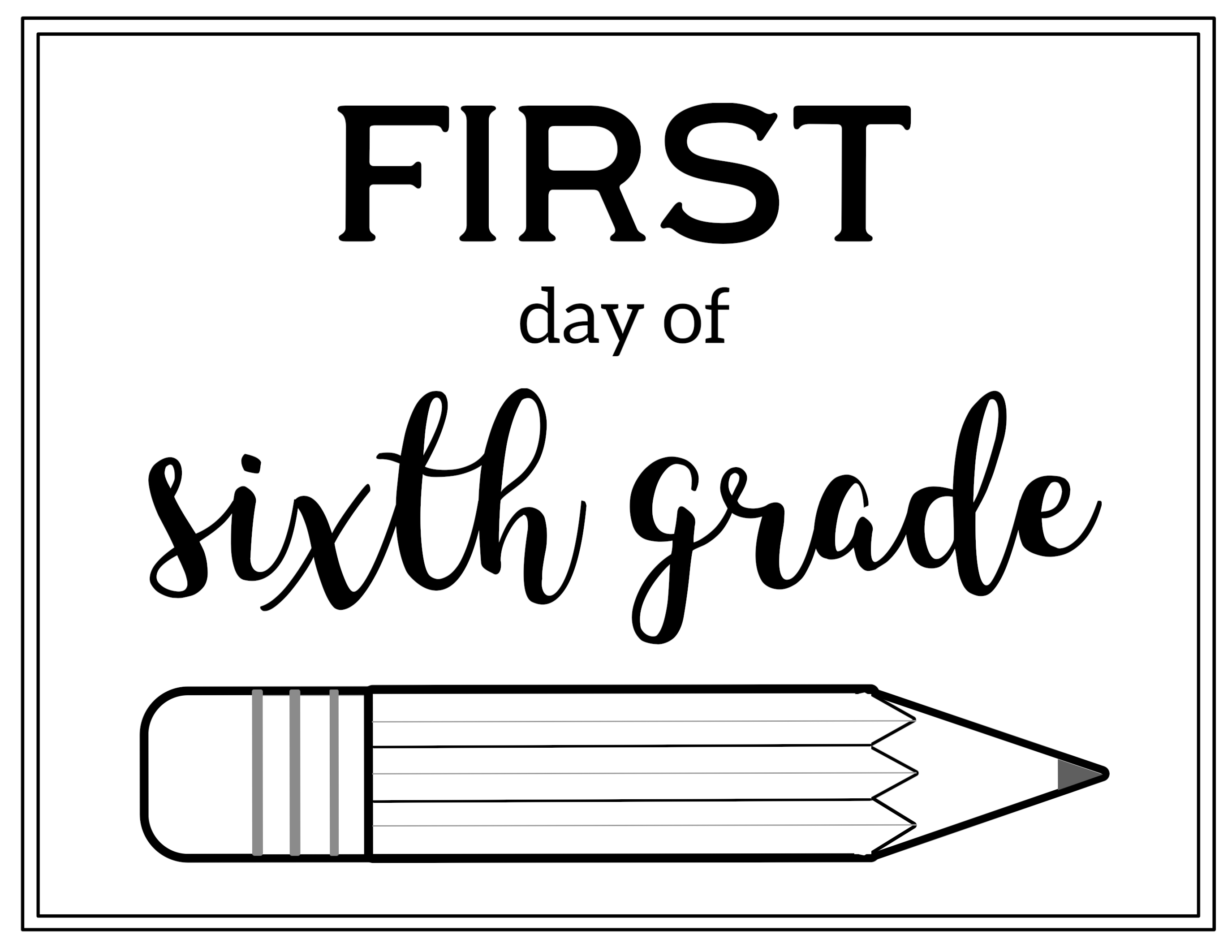 Free Printable First Day Of School Sign Pencil Paper Trail Design