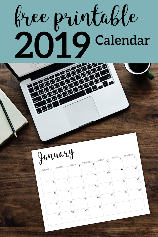 2019 Calendar Printable Free Template - Paper Trail Design