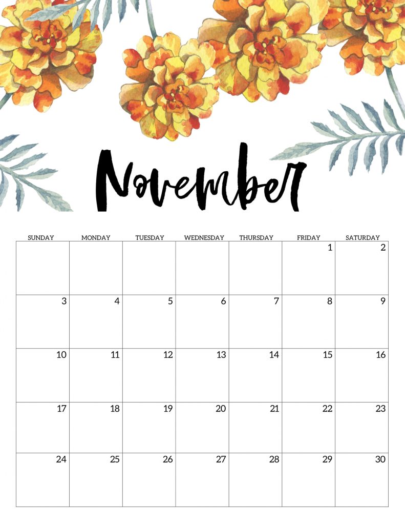 Free Printable Calendar 2019 - Floral - Paper Trail Design