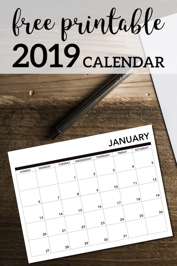 2019 Printable Calendar Free Pages - Paper Trail Design