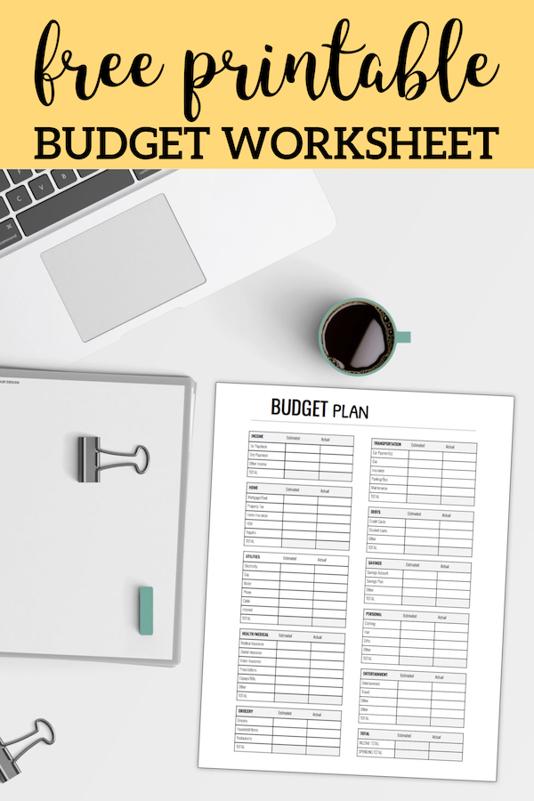 Free Printable Monthly Budget Worksheet - Paper Trail Design