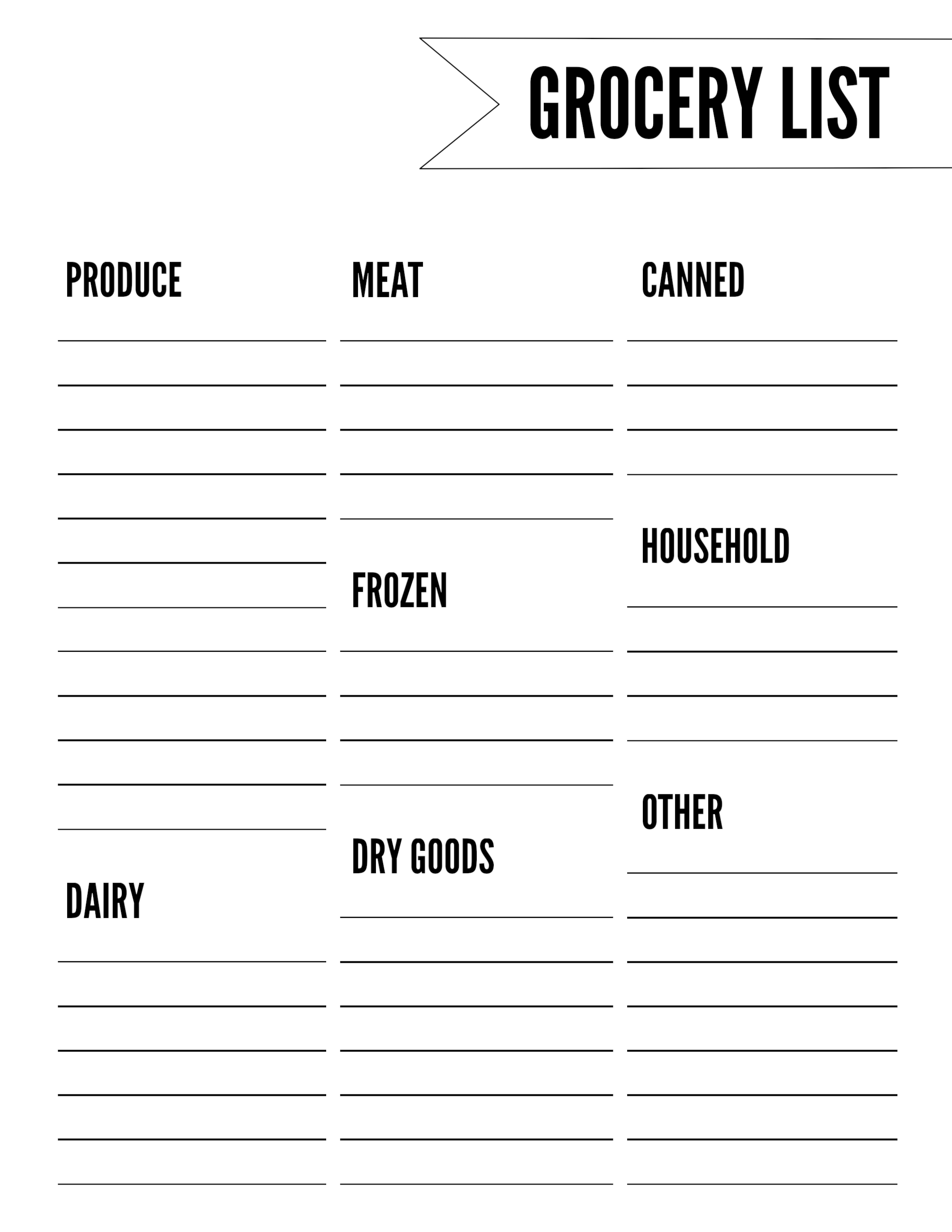 Free Printable Grocery List Templates For Highschool Students