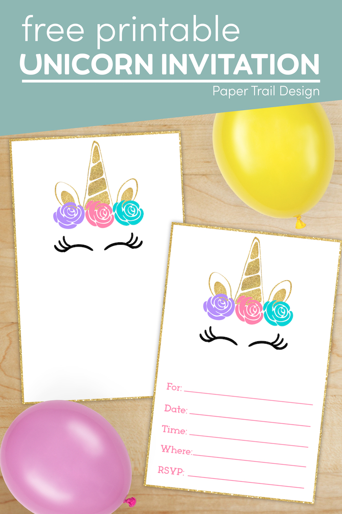 free printable unicorn invitations template paper trail