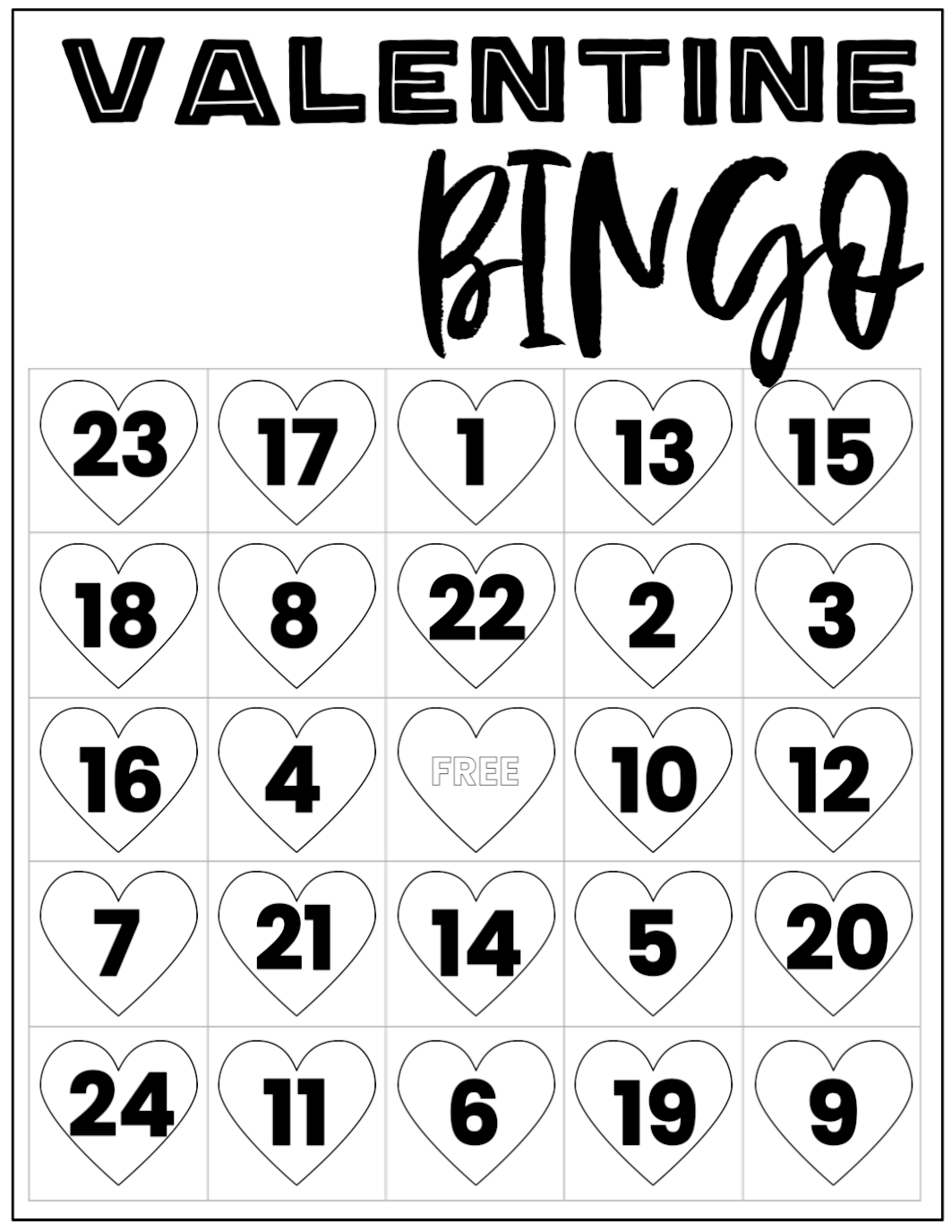 Free Valentine Bingo Printable Cards Paper Trail Design