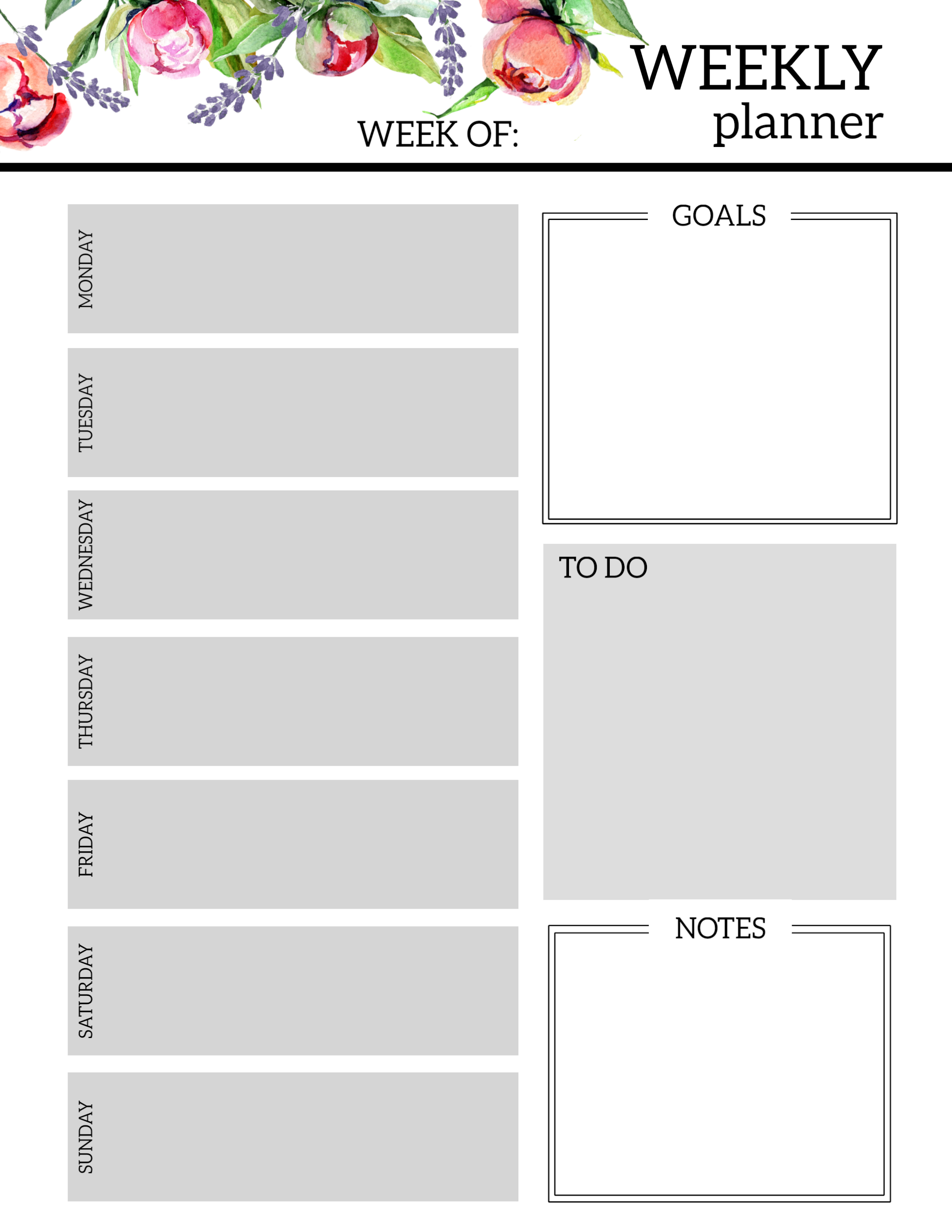 Floral Free Printable Weekly Planner Template Paper Trail Design