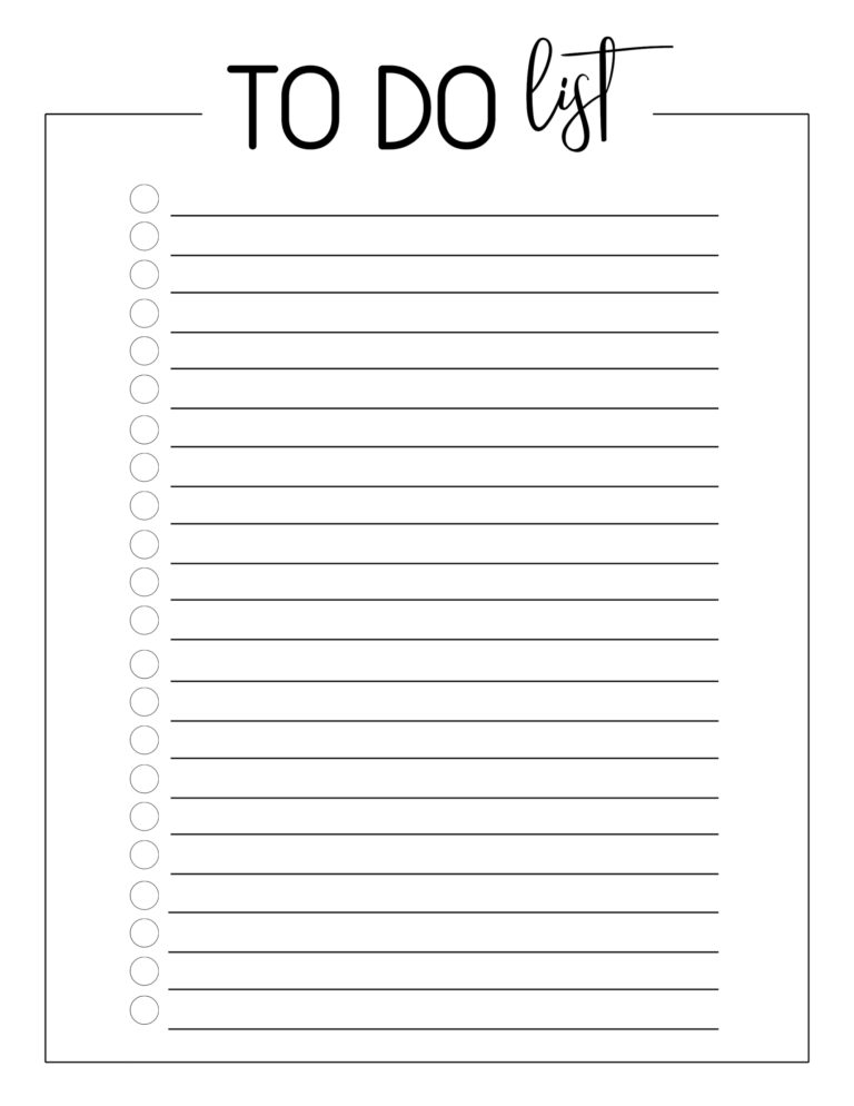 Free Printable To Do Checklist Template - Paper Trail Design