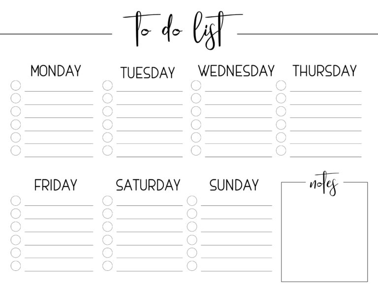 Weekly Free Printable To Do List - Paper Trail Design