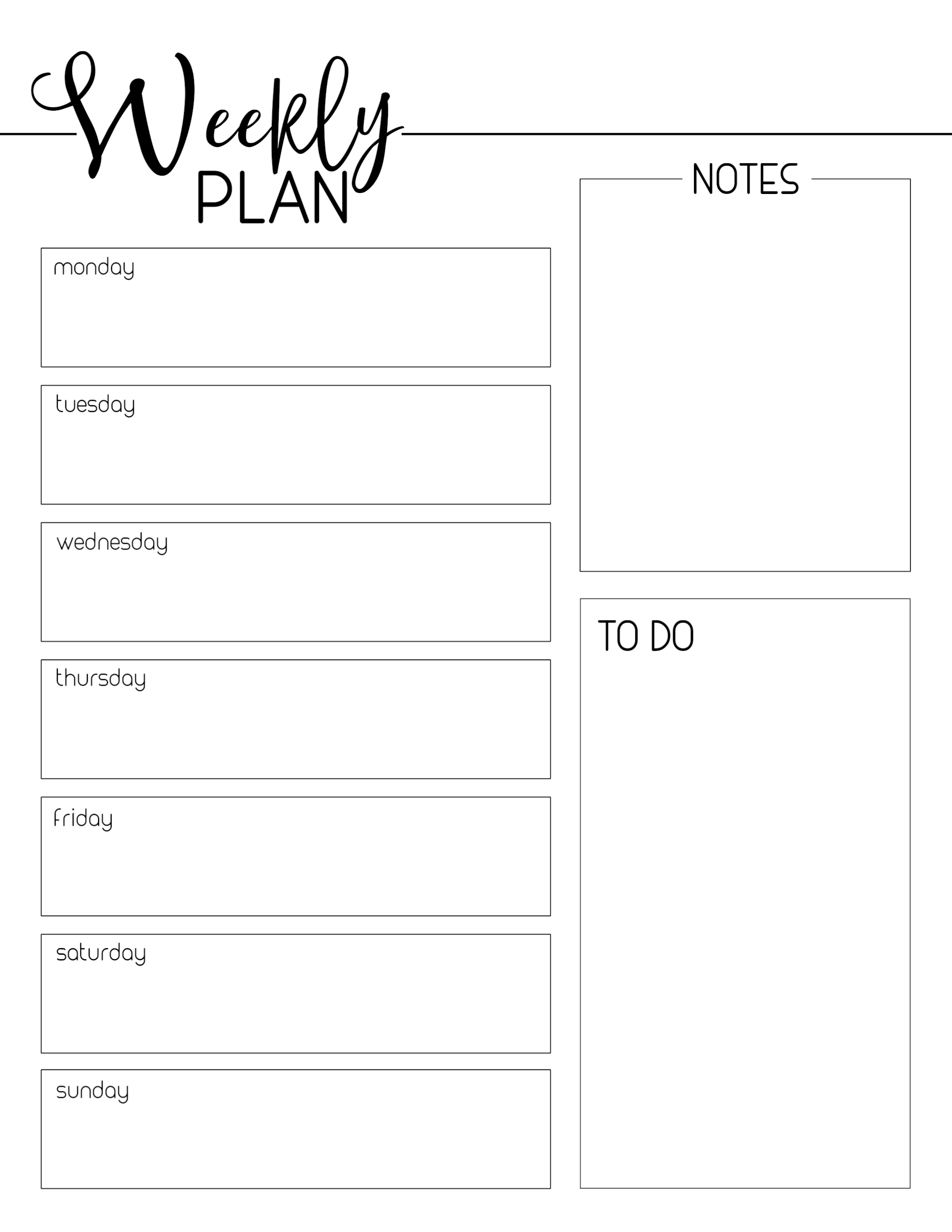 Blank Weekly Planner Printable Free