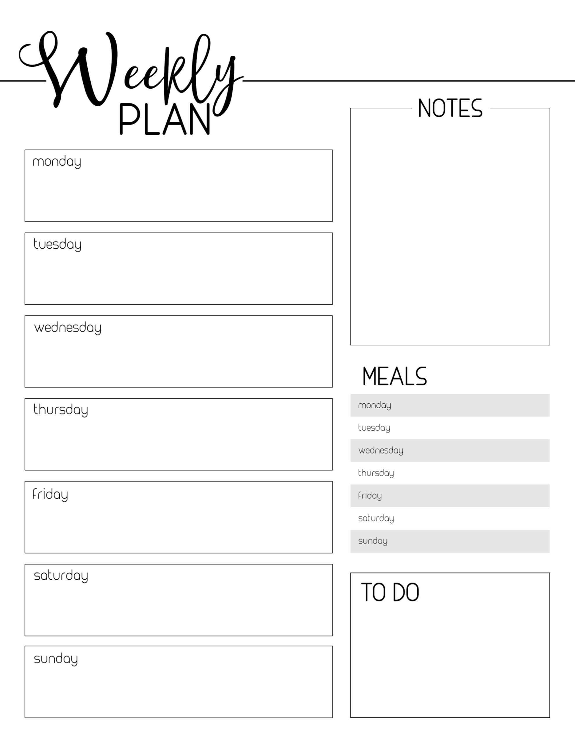 Weekly Planner Template Free Printable Paper Trail Design