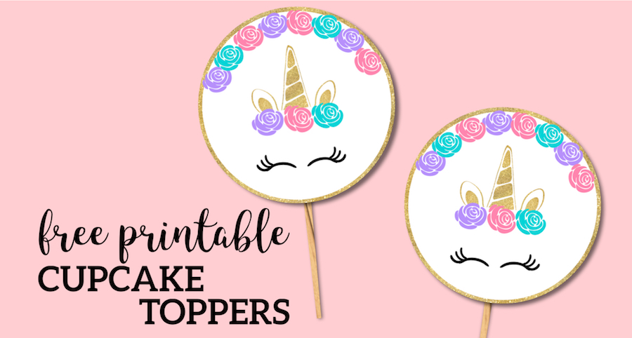 free printable unicorn cupcake toppers paper trail design