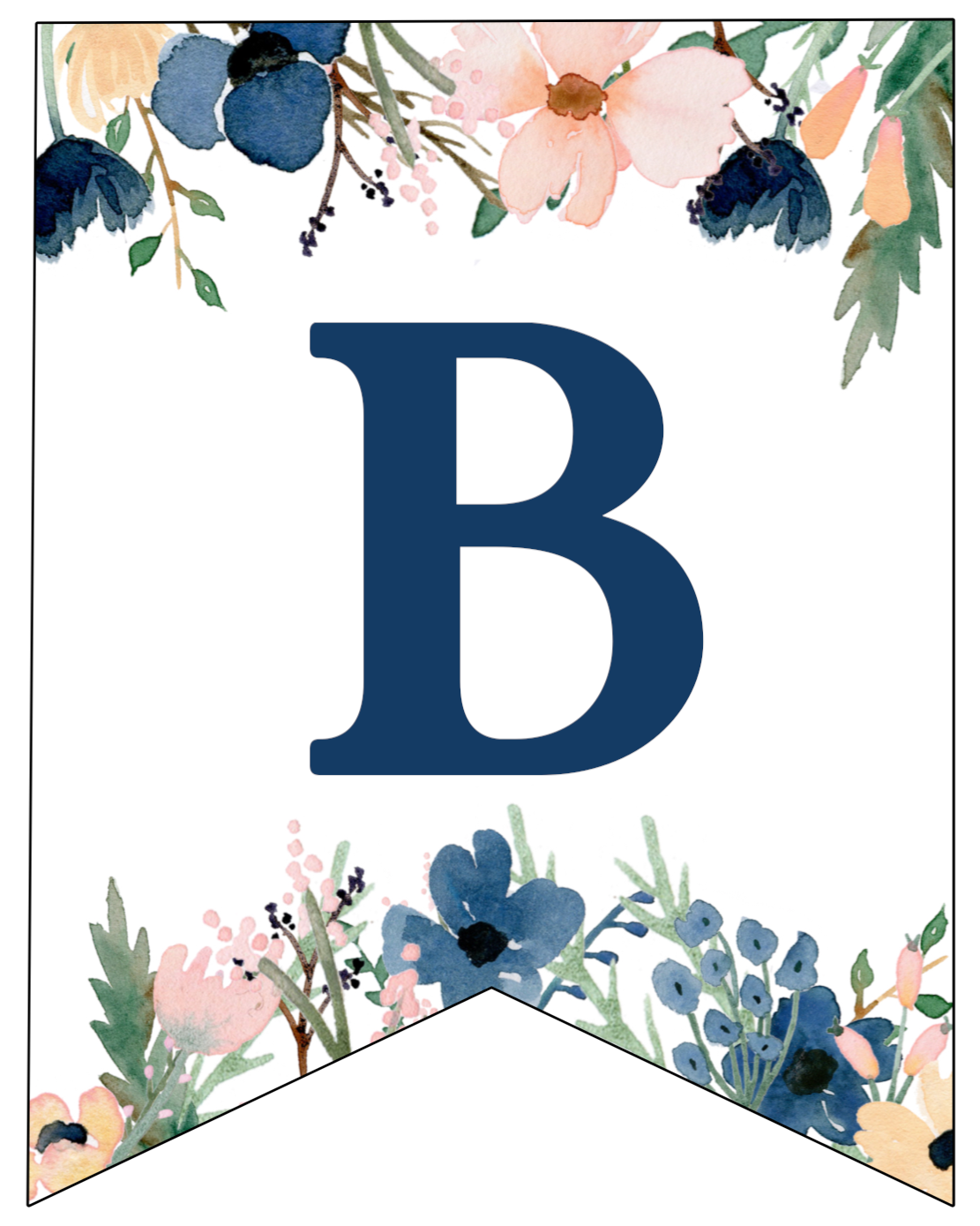 Blue Pink Floral Banner Letters Free Printable Paper Trail Design