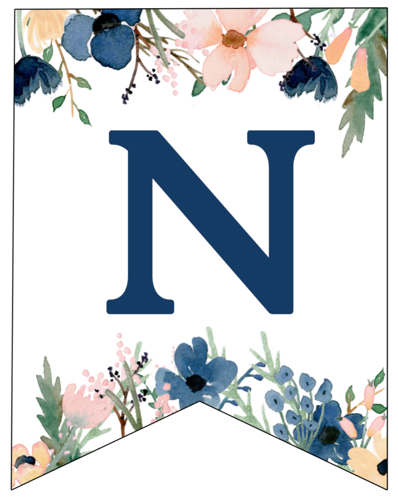 Blue & Pink Floral Banner Letters Free Printable - Paper Trail Design