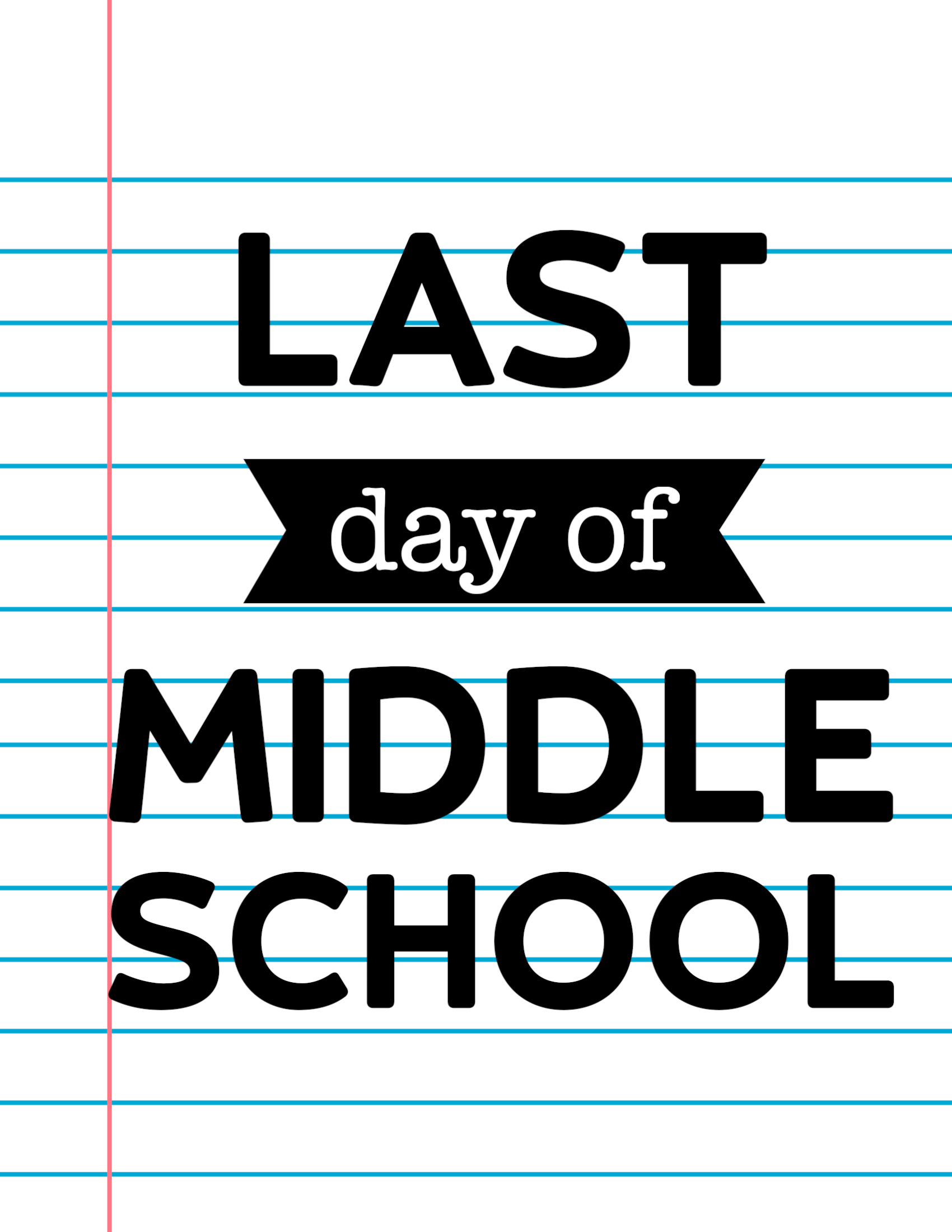 Last Day Of School Signs Notebook Paper Paper Trail Design