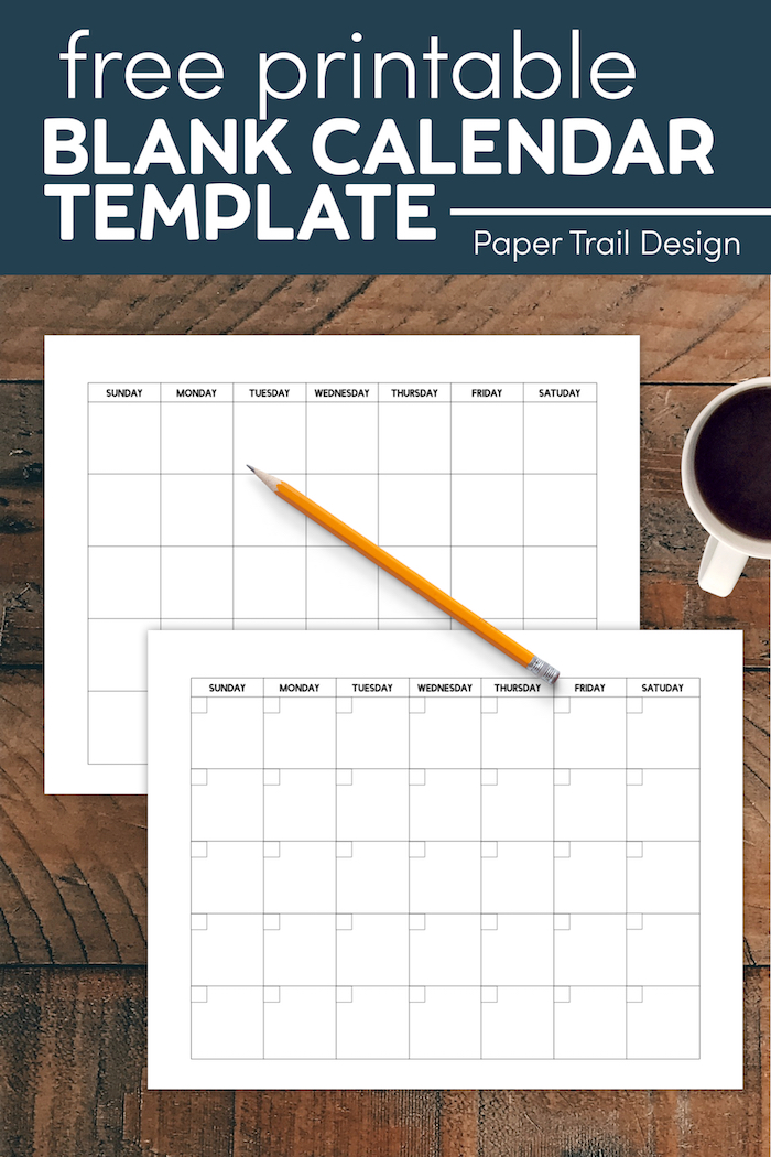 Free Printable Blank Calendar Template - Paper Trail Design