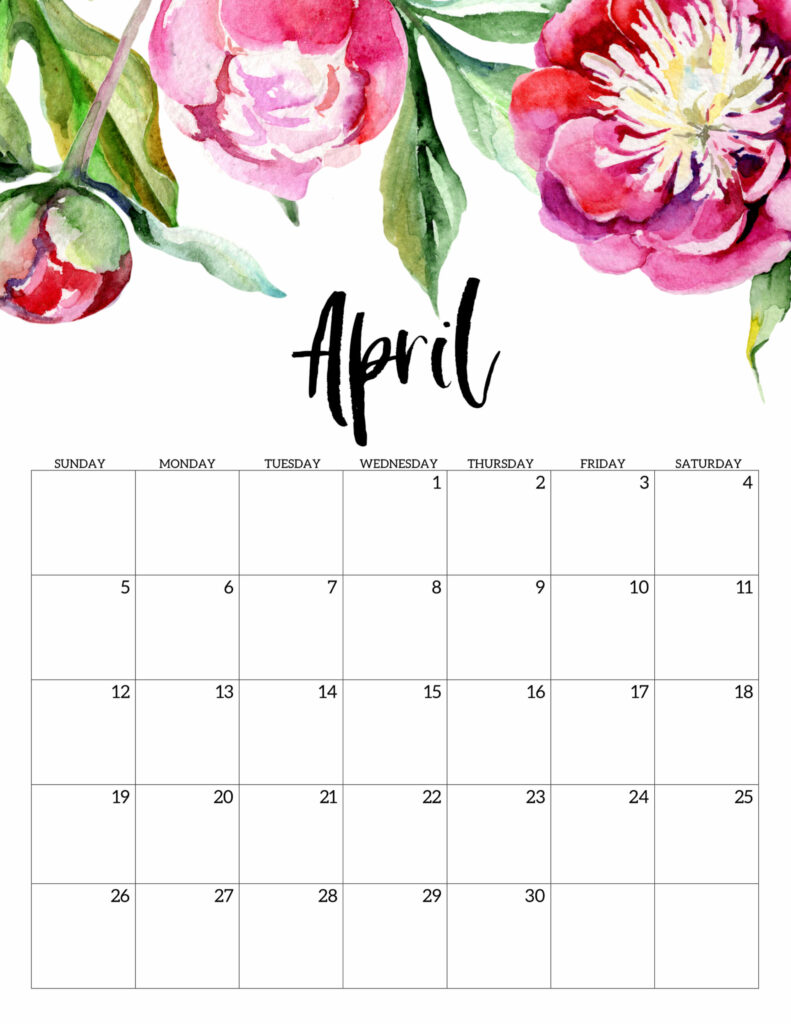 Free Printable Calendar 2020 - Floral - Paper Trail Design