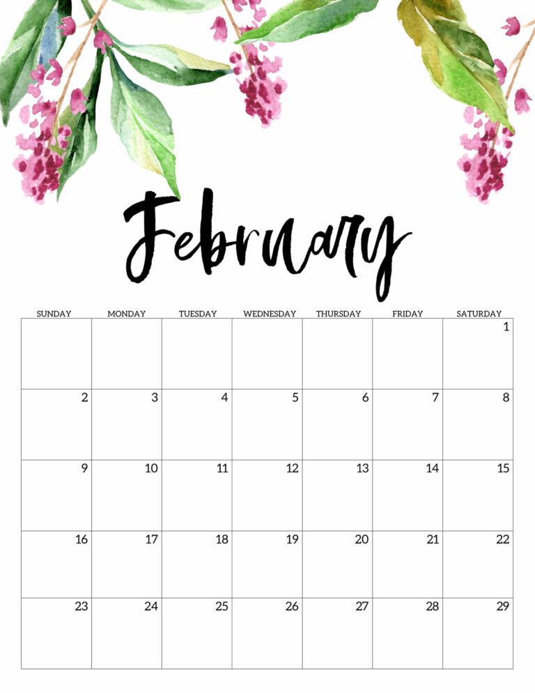 Free Printable Calendar 2020 - Floral - Paper Trail Design