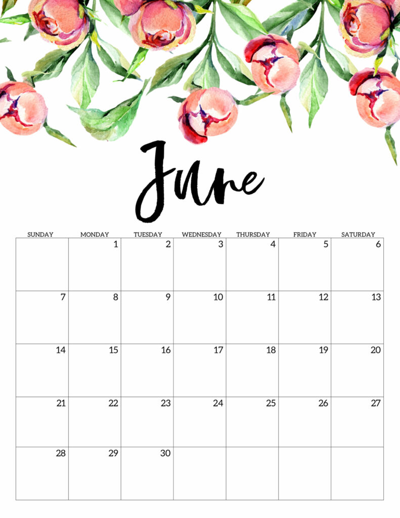 Free Printable Calendar 2020 - Floral - Paper Trail Design