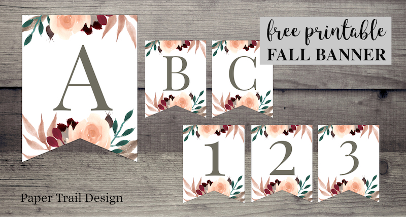 fall floral alphabet banner letters free printable paper trail design