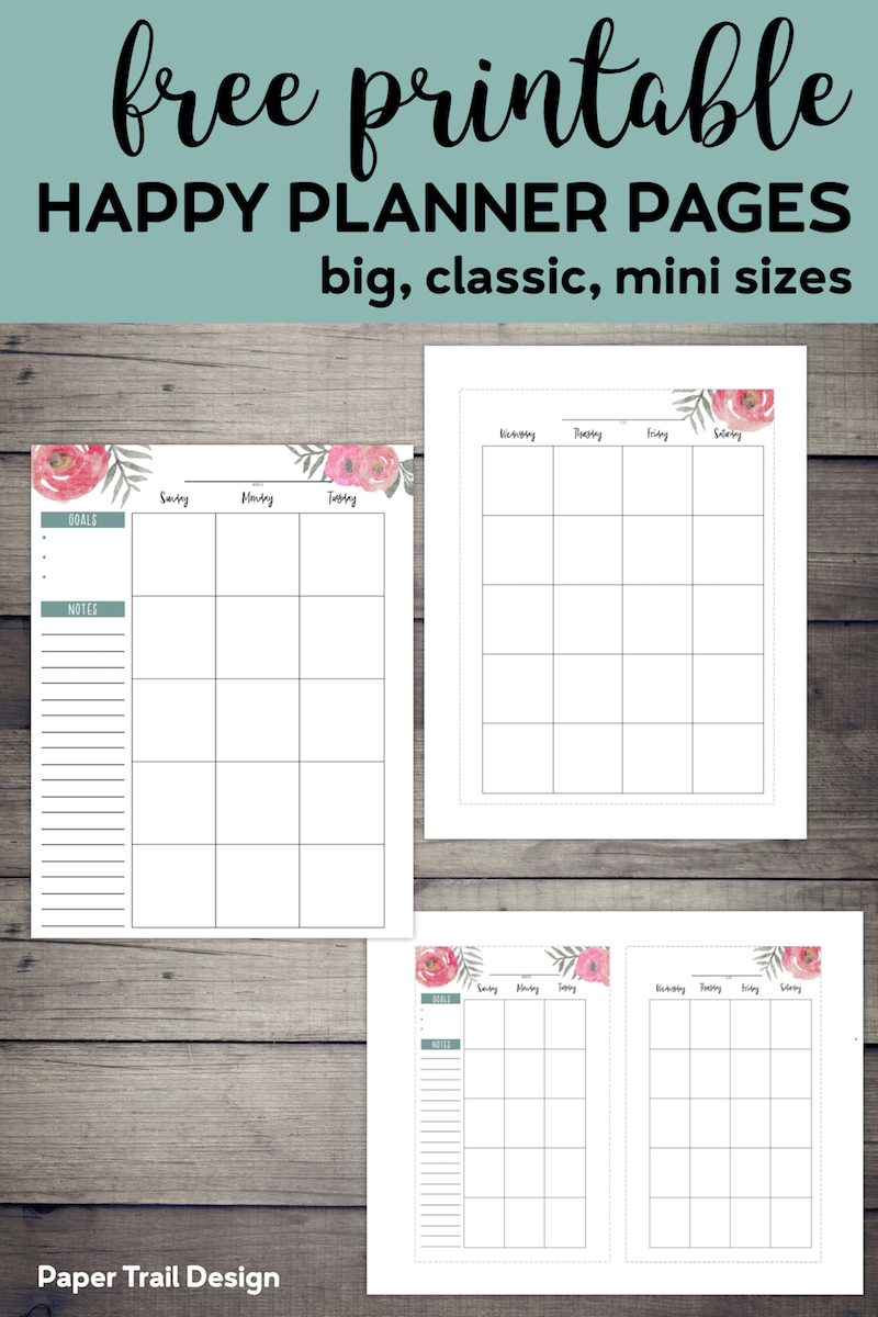 Happy Planner Printable Monthly Calendar Pages