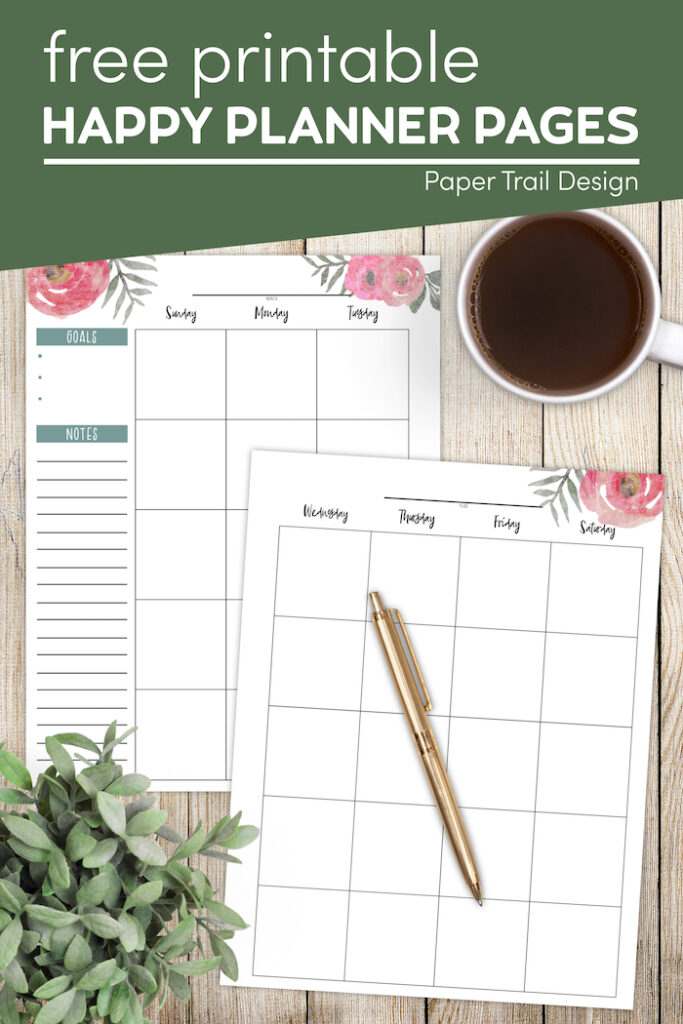 Happy Planner Free Printable Pages - Floral - Paper Trail Design