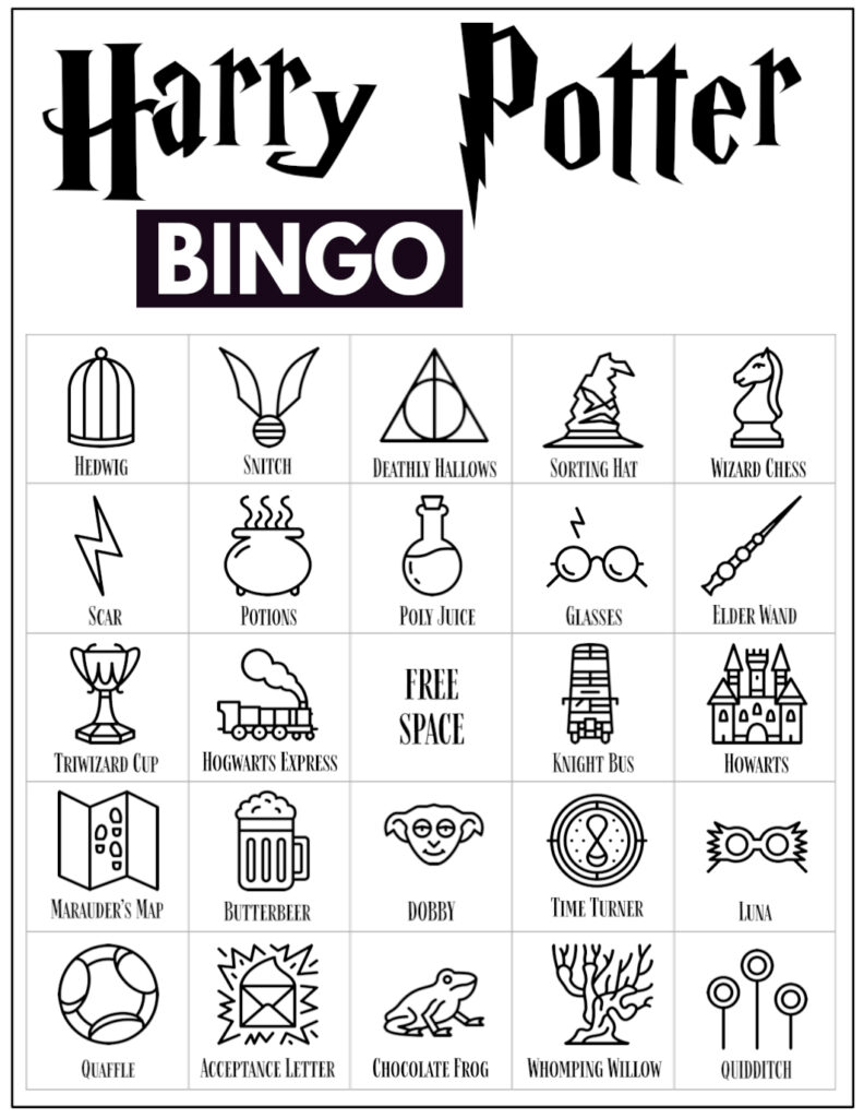 Free Printable Harry Potter Bingo Game - Paper Trail Design