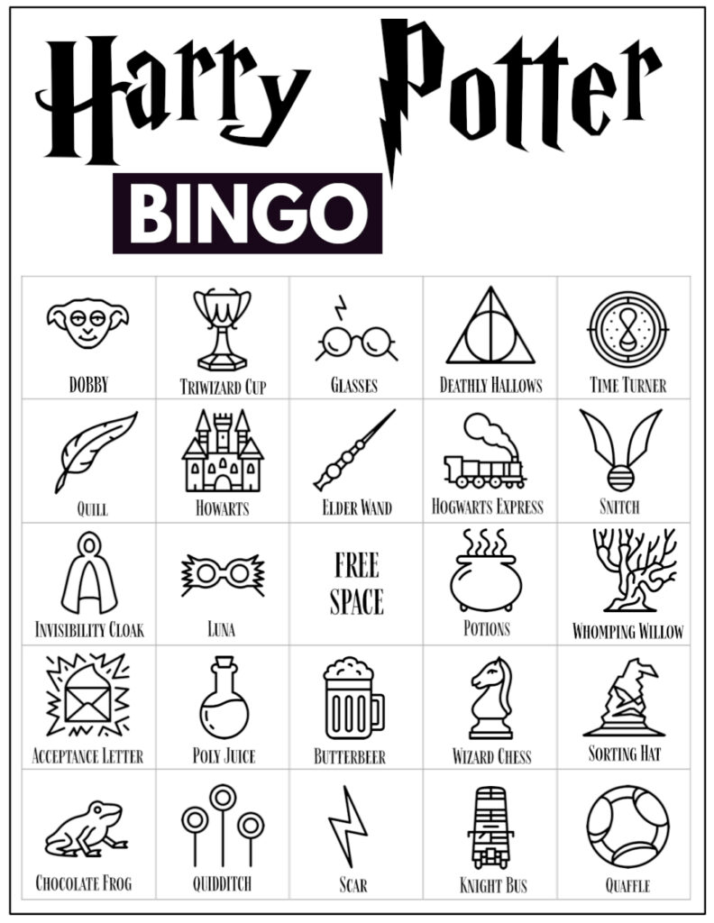 Free Printable Harry Potter Bingo Game - Paper Trail Design