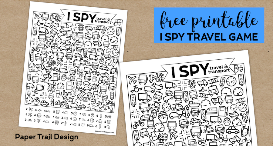 free printable i spy road trip activity travel transport paper trail design